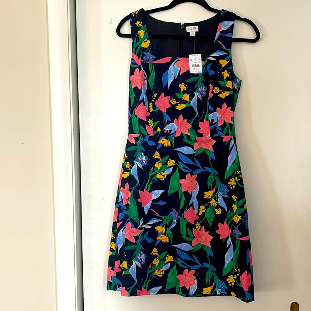 J. Crew Square Neck Floral Dress Sz 2